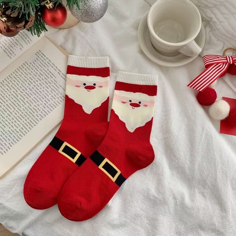 Set of 5 Pairs Women Girls Festive Christmas Theme Socks for Autumn and Winter One Size