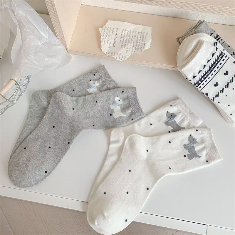 Sets of 6 Pairs Women and Girls Cute Trendy Ankle Socks