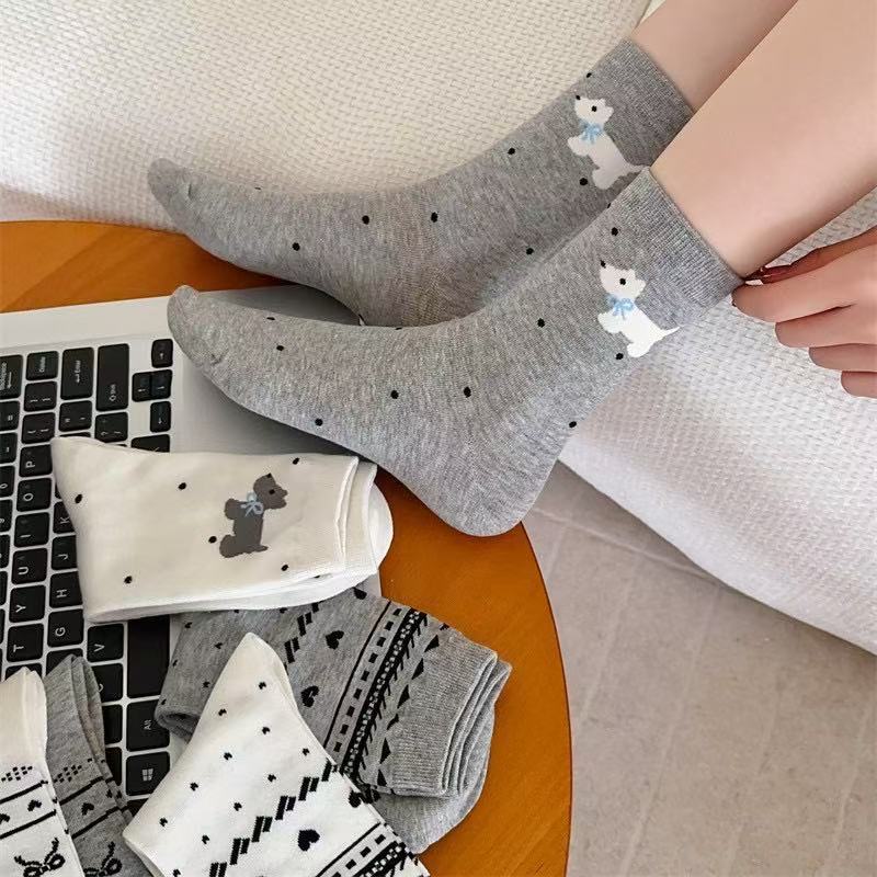 Sets of 6 Pairs Women and Girls Cute Trendy Ankle Socks