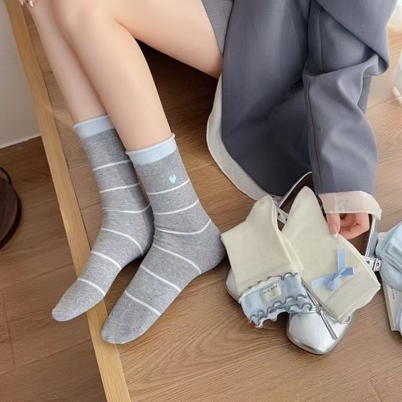 Set of 5 Pairs Women and Girls Cute and Trendy Ribbon Bow Soft Breathable Casual Comfortable Ankle Socks