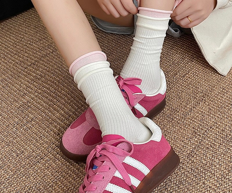 Set of 7 Pairs of Women Girls Teen Double Cuff Ins Soft Comfy Breathable Trendy Ankle Socks