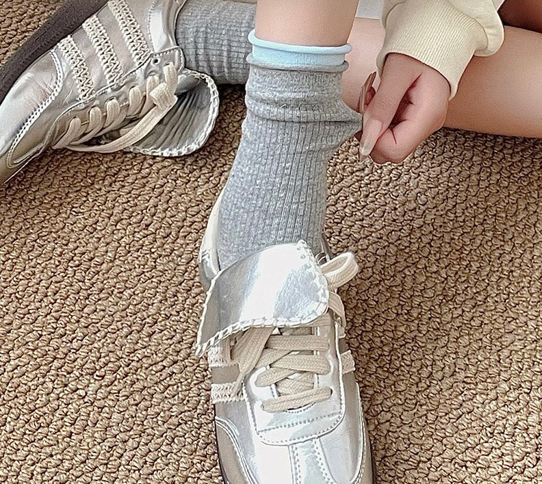 Set of 7 Pairs of Women Girls Teen Double Cuff Ins Soft Comfy Breathable Trendy Ankle Socks