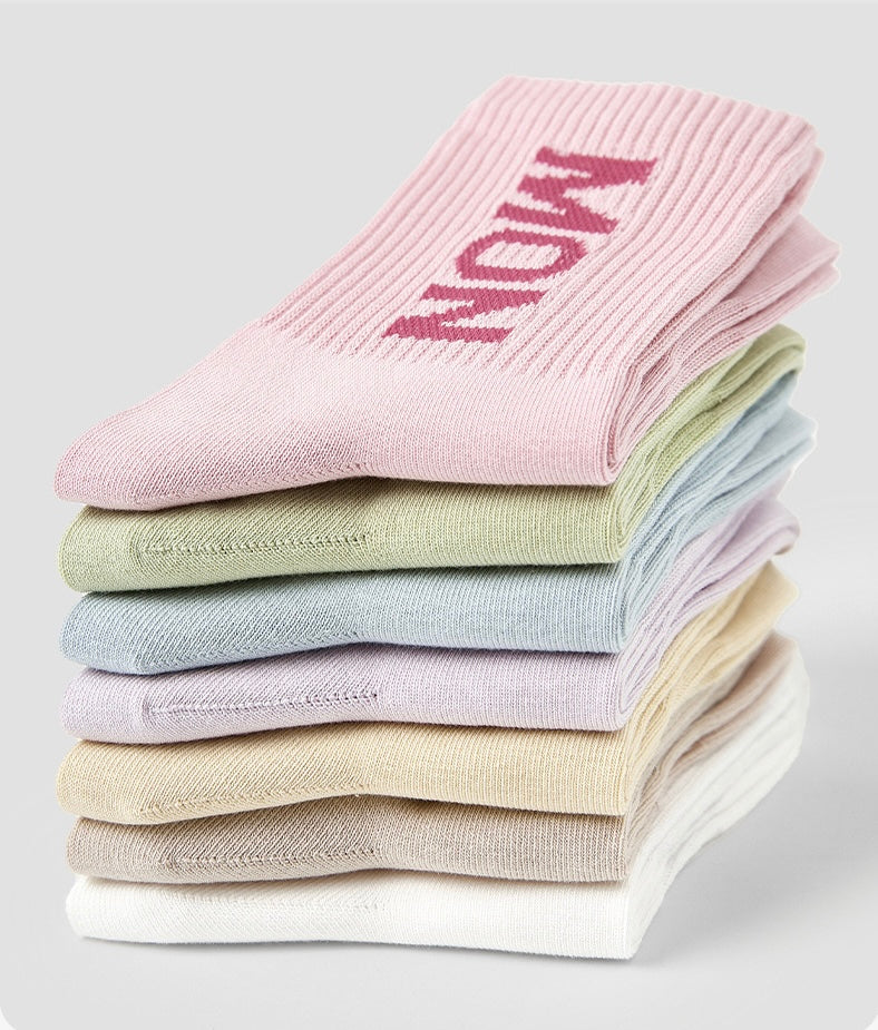 Sets of 7 Pairs Candy Pastel Colour Women Girls Teen Breathable Comfy Soft Trendy Daily Everyday Stretchy Ankle Socks