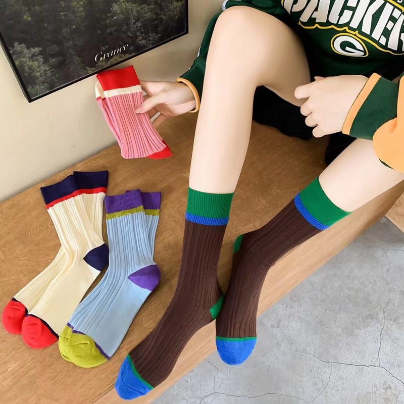 Set of 4 Pairs Women Teen Girls Soft Comfy Stretchy Young Trendy Ins Inspired Multicolour Ankle Socks