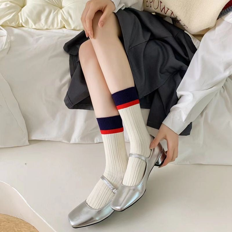 Set of 4 Pairs Women Teen Girls Soft Comfy Stretchy Young Trendy Ins Inspired Multicolour Ankle Socks